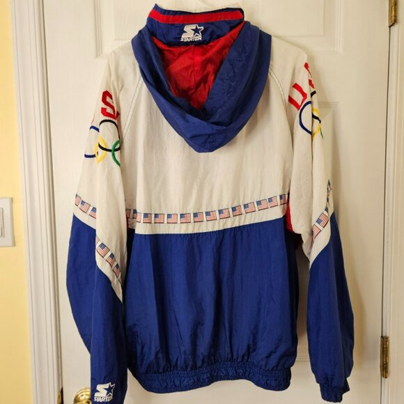 Starter Olympics Team USA Jacket Mens Sz L Pullover Half Zip 1996 Atlanta Flag - Picture 5 of 11
